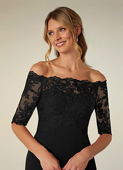 Azazie Jette Mother of the Bride Dresses Black Mermaid Off the Shoulder Lace Dress image6