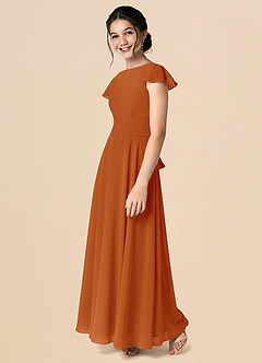 Azazie Payton Junior Paprika A-Line Bow Chiffon Dress image5