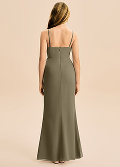 Azazie Buzzy Junior Willow Green Sheath Pleated Chiffon Dress image5