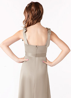 Azazie Barbara Junior Frost A-Line Bow Stretch Satin Dress image4