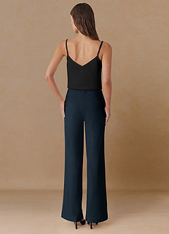 front Marina Bleu Marine Pantalon droit en tissu raffiné