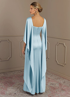 Azazie Eli vestidos de madre de la novia Vestido de Azul Cielo de Satén Elástico de Recto con Cuello de barco image2