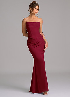 Azazie Sorrel Bridesmaid Dresses Burgundy Mermaid Corset Chiffon Dress image7
