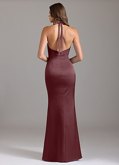Azazie Valerie Robes de demoiselle d'honneur Robe Sirène en Satin extensible Plissée Sangria image2