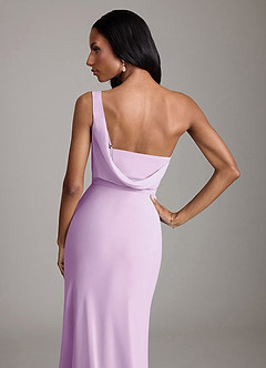 Azazie Madelyn Vestidos de damas de honor Vestido de Lila Esmerilada de Gasa de Corte Sirena Convertible con Hombro unilateral image9