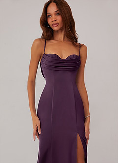 Barbie ♥ Azazie Bridesmaid Dresses Plum Mermaid Corset Stretch Satin Dress image5