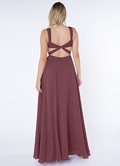 Azazie Nahrin Bridesmaid Dresses Sangria A-Line V-Neck Pleated Chiffon Dress image2