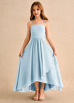 Azazie Twilight Dance Girls Formal Flower Girl Dresses Sky Blue A-Line Pleated Chiffon Dress image6
