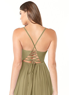 Azazie Aaida Bridesmaid Dresses Moss Green A-Line Corset Chiffon Dress image3