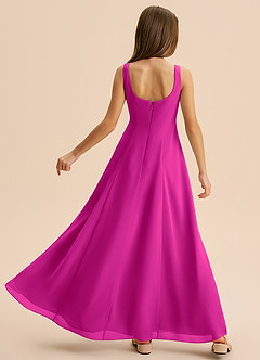 Azazie Lambie Junior Fuchsia A-Line Pleated Chiffon Dress image8