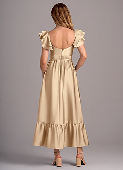 Azazie Anaya Robes de demoiselle d'honneur Robe Trapèze Convertible en Satin extensible Encolure en Forme de Cœur Champagne image2