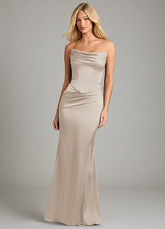 Azazie Sorrel Bridesmaid Dresses Frost Mermaid Strapless Stretch Satin Convertible Dress image5