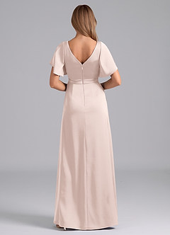 Azazie Ambrosia Bridesmaid Dresses Blushing Pink A-Line Pleated Stretch Satin Dress image3
