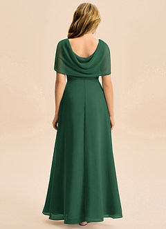 Azazie Emma Junior Robe Trapèze en Mousseline de soie Plissée Vert Foncé image2