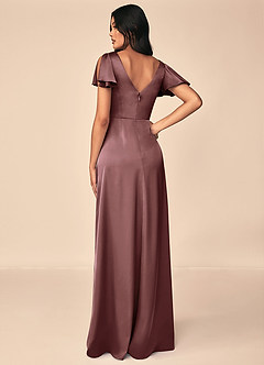 Azazie Soren Bridesmaid Dresses Vintage Mauve A-Line Pleated Stretch Satin Dress image2