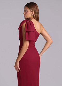 Azazie Yuanna Bridesmaid Dresses Burgundy Mermaid One Shoulder Chiffon Dress image8