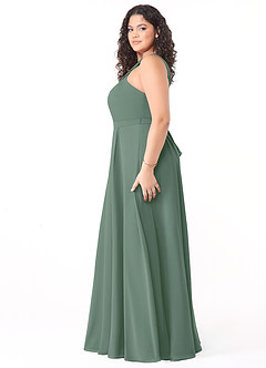 Azazie Dixie Bridesmaid Dresses Eucalyptus A-Line Halter Pleated Chiffon Dress image8