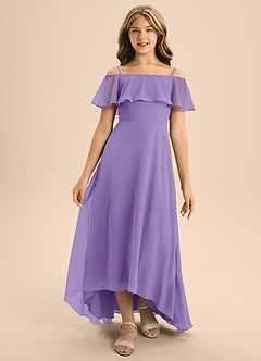 Azazie Maggie Junior Tahiti A-Line Off the Shoulder Chiffon Dress image5