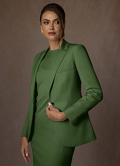 front Kennedy Olijf Set van gestructureerd stretchjack en kostuum