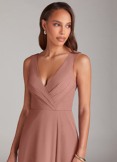 Azazie Nelly Robes de demoiselle d'honneur Robe Trapèze en Mousseline de soie Plissée Rose De Cèdre image6