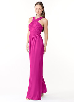 Azazie Berdie Brautjungfernkleider Halter Chiffon Overall/Jumpsuit Fuchsia image3