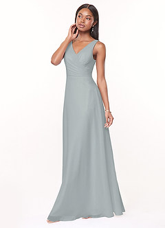 Azazie Nala Bridesmaid Dresses A-Line Pleated Chiffon Floor-Length Dress image2