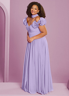 Barbie ♥ Azazie Jurken voor bruidsmeisjes Converteerbaar Jurk van Chiffon met A-Lijn Off the Shoulder Lila image5