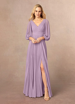 Azazie Zahara Kleider für die Brautmutter A-Linie V-Hals Gefaltet Chiffon Kleid Blauregen image2