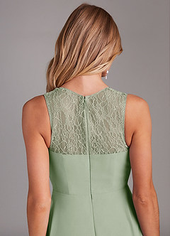 Azazie Vina Bridesmaid Dresses Dusty Sage A-Line Lace Chiffon Dress image7