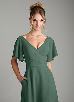 Azazie Ambrosia Bridesmaid Dresses Sea Moss A-Line Pleated Chiffon Dress image2