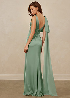 Christian Siriano Bridal for Azazie 1011 Brautjungfernkleider Meerjungfrau-Linie Schleifen Stretch-Satin Kleid Matcha image9