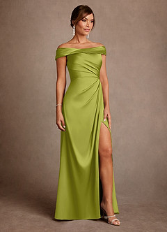 Azazie Bedford Mère de la mariée Robes Robe Fourreau en Satin extensible Plissée Citronnelle image4