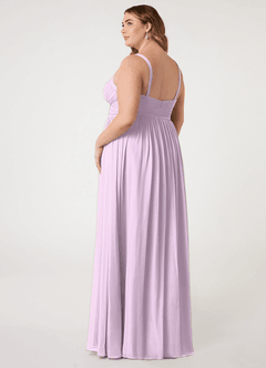 Azazie Chanel Jurken voor bruidsmeisjes Jurk van Chiffon met A-Lijn Geplooid Frosted Lila image9