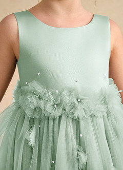 Azazie Lux vestidos de niña de las flores Vestido de Agave de Tul de Corte En A con Perla image7