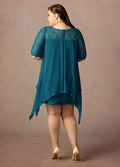 Azazie Flo Mother of the Bride Dresses Ink Blue A-Line Lace Chiffon Dress image7