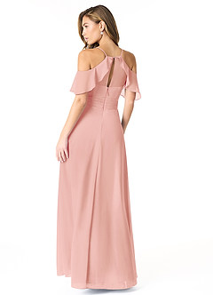 Azazie Dakota Bridesmaid Dresses Rosette A-Line V-Neck Pleated Chiffon Dress image4