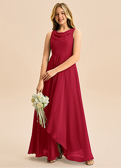 Azazie Mannie Junior Linia A Pofałdowany Szyfon Asymetryczny Młodsza druhna Sukienka image5