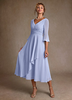 Azazie Aerynne Abiti per la Madre della Sposa Abito A-Line in Chiffon Plissettato Ghiaccio image3