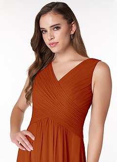 Azazie Flora Bridesmaid Dresses Paprika A-Line Pleated Chiffon Dress image5