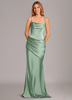 Azazie Pelagia Bridesmaid Dresses Agave Mermaid Corset Stretch Satin Convertible Dress image6
