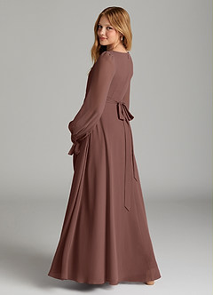 Azazie Leonia Junior Espresso A-Line with Pockets Chiffon Dress image2