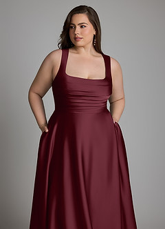 Azazie Azaria Bridesmaid Dresses Cabernet A-Line Corset Stretch Satin Dress image12