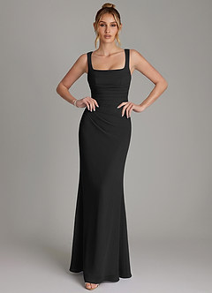 Azazie Agustina Bridesmaid Dresses Black Mermaid Corset Chiffon Dress image3