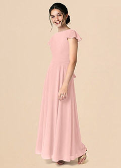 Azazie Payton Junior Rosette A-Line Bow Chiffon Dress image5