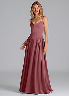 Azazie Kirby Bridesmaid Dresses Desert Rose A-Line Stretch Satin Dress image4