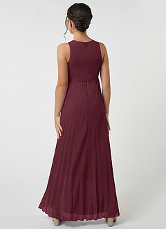 Azazie Lindie Junior Cabernet A-Line Pleated Chiffon Dress image2