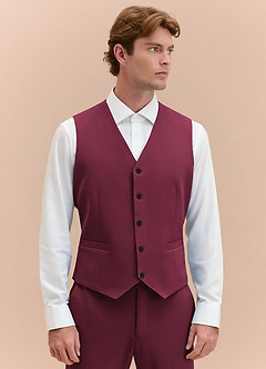 front James Burgundy Structured Stretch Suit Vest