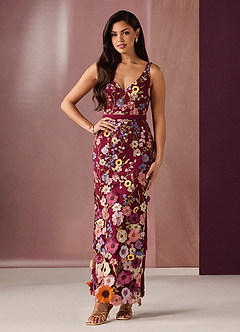 Vestido Rojo Multicolor Floral Largo Calista image2