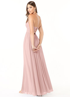 Azazie Aaida Robes de demoiselle d'honneur Robe Trapèze en Mousseline de soie Corset Rose Poudré image5