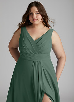 Azazie Karina Bridesmaid Dresses Sea Moss A-Line Pleated Chiffon Dress image11